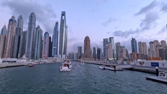 Boat. UAE. Dubai. Marina. Sunset. 2024. POV
