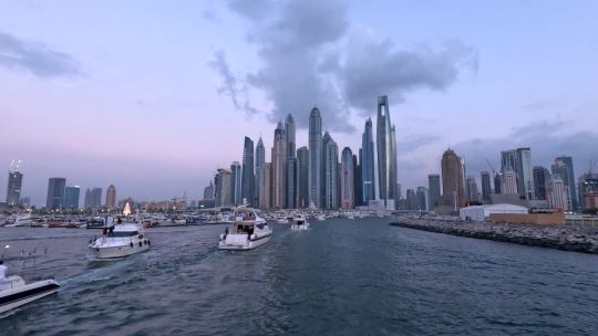 Boat. UAE. Dubai. Marina. Sunset. 2024. POV. Front
