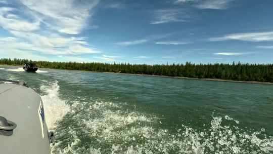Boat. Russia. Plateau Putorana. Nature. Sum. 2024. POV. Rear
