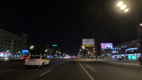 Сar. Moscow. Garden Ring. Win. Night. 2024. Front. POV