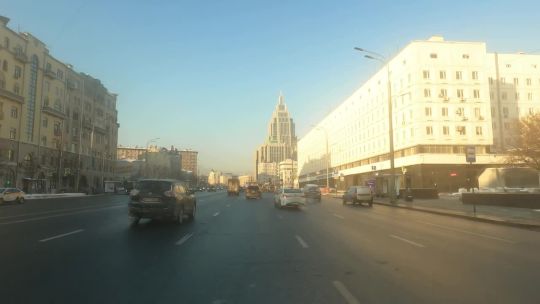 Car. Moscow. Golden Hour. Win. Day. 2023. Front. POV
