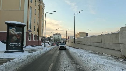Car. Russia. Moscow. Garden Ring. Win. Day. 2024. Rear POV