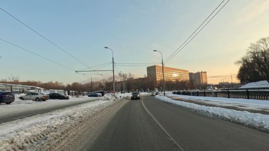 Car. Russia. Moscow. Yauza Embank. Win. Day. 2024. Rear POV
